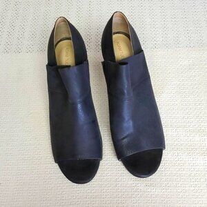 Adam Tucker McKenna Black Leather Sz. 10 3"‎ Heeled Open Peep Toe Shoes